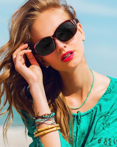 LVIOE نظارات شمسية مستقطبة للنساء نظارات شمسية بيضاوية عصرية ملفوفة حماية من الأشعة فوق البنفسجية 400 مثالية للاستخدام في الهواء الطلق LS5812 in Kuwait