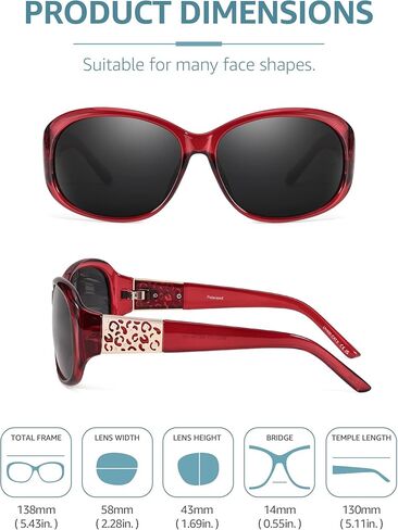 LVIOE نظارات شمسية مستقطبة للنساء نظارات شمسية بيضاوية عصرية ملفوفة حماية من الأشعة فوق البنفسجية 400 مثالية للاستخدام في الهواء الطلق LS5812 in Kuwait