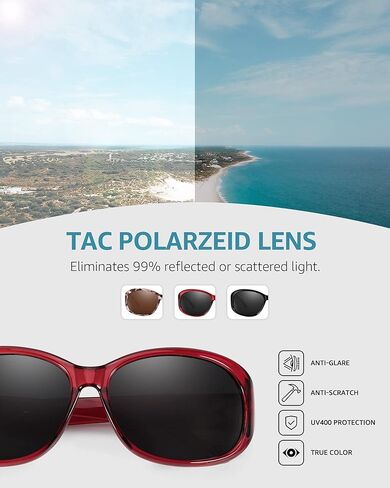 LVIOE نظارات شمسية مستقطبة للنساء نظارات شمسية بيضاوية عصرية ملفوفة حماية من الأشعة فوق البنفسجية 400 مثالية للاستخدام في الهواء الطلق LS5812 in Kuwait