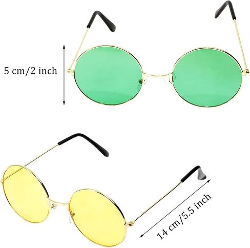 PPhtony 5 Pairs Round Hippie Sunglasses 60's 70's Style Colored Circle Costume Glasses for Women Men Halloween Party Favor in Saudi Arabia