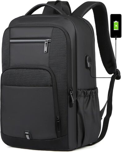 15.6 Inch Expandable Laptop Backpack,Business Travel Laptop Backpack for Men Women with USB Charging Port,Water Resistant Anti-Theft Casual Daypack for Travel/Work in Saudi Arabia