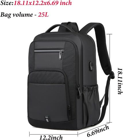 15.6 Inch Expandable Laptop Backpack,Business Travel Laptop Backpack for Men Women with USB Charging Port,Water Resistant Anti-Theft Casual Daypack for Travel/Work in Saudi Arabia