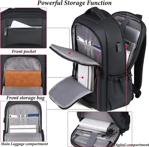 15.6 Inch Expandable Laptop Backpack,Business Travel Laptop Backpack for Men Women with USB Charging Port,Water Resistant Anti-Theft Casual Daypack for Travel/Work in Saudi Arabia