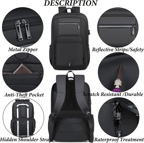 15.6 Inch Expandable Laptop Backpack,Business Travel Laptop Backpack for Men Women with USB Charging Port,Water Resistant Anti-Theft Casual Daypack for Travel/Work in Saudi Arabia