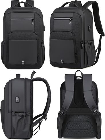 15.6 Inch Expandable Laptop Backpack,Business Travel Laptop Backpack for Men Women with USB Charging Port,Water Resistant Anti-Theft Casual Daypack for Travel/Work in Saudi Arabia