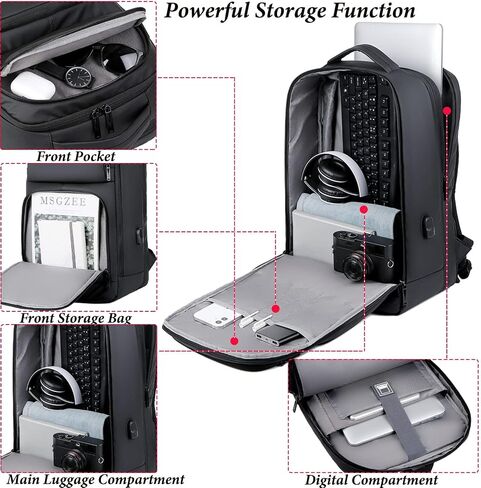 15.6 Inch Expandable Laptop Backpack,Business Travel Laptop Backpack for Men Women with USB Charging Port,Water Resistant Anti-Theft Casual Daypack for Travel/Work in Saudi Arabia