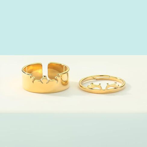 2PCS Matching Cute Animals Promise Engagement Rings Lovers Gift for Couples Boyfriend Jewelry 316L Stainless Steel Adjustable Open Ring in Kuwait