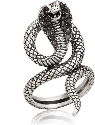 Womens Cool Black CZ Snake Ring Vintage Jewelry Rings for Men and Women in Saudi Arabia