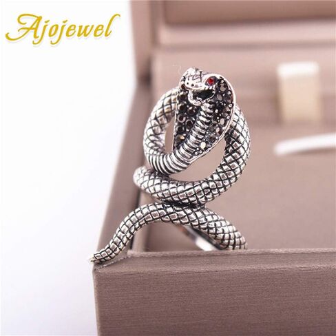 Womens Cool Black CZ Snake Ring Vintage Jewelry Rings for Men and Women in Saudi Arabia