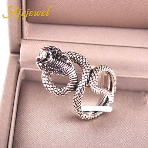Womens Cool Black CZ Snake Ring Vintage Jewelry Rings for Men and Women in Saudi Arabia