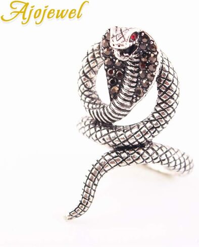 Womens Cool Black CZ Snake Ring Vintage Jewelry Rings for Men and Women in Saudi Arabia