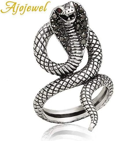 Womens Cool Black CZ Snake Ring Vintage Jewelry Rings for Men and Women in Saudi Arabia