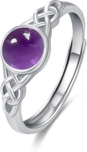 YEESIA خاتم سلتيك S925 فضة سليكات الألمنيوم/الفيروز/الجمشت خاتم قابل للتعديل خواتم هدايا عيد الحب للنساء الفتيات in Kuwait