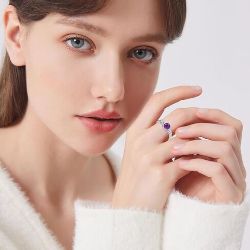 YEESIA خاتم سلتيك S925 فضة سليكات الألمنيوم/الفيروز/الجمشت خاتم قابل للتعديل خواتم هدايا عيد الحب للنساء الفتيات in Kuwait