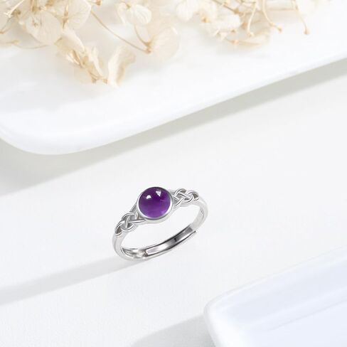 YEESIA خاتم سلتيك S925 فضة سليكات الألمنيوم/الفيروز/الجمشت خاتم قابل للتعديل خواتم هدايا عيد الحب للنساء الفتيات in Kuwait