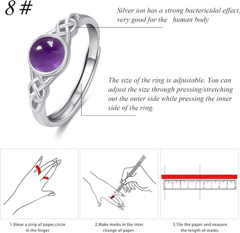 YEESIA خاتم سلتيك S925 فضة سليكات الألمنيوم/الفيروز/الجمشت خاتم قابل للتعديل خواتم هدايا عيد الحب للنساء الفتيات in Kuwait