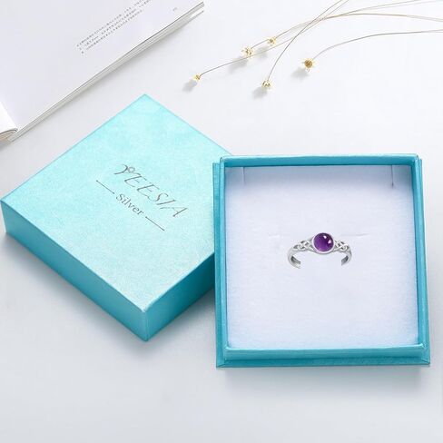 YEESIA خاتم سلتيك S925 فضة سليكات الألمنيوم/الفيروز/الجمشت خاتم قابل للتعديل خواتم هدايا عيد الحب للنساء الفتيات in Kuwait