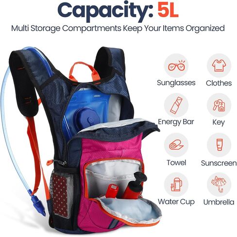 Shinylin Kids Hydration Backpack with 1.5L Water Bladder Hiking Backpack Lightweight for Boys or Girls Children Biking Climbing Running Cycling in Kuwait