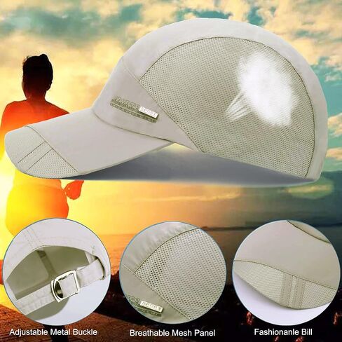 قبعة بيسبول سوداء من ELLEWIN، قبعة للجري، قبعات جولف للرجال، قبعات سريعة الجفاف، قبعة Dri Fit للرجال والنساء للحماية من الشمس... in Kuwait