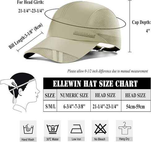 قبعة بيسبول سوداء من ELLEWIN، قبعة للجري، قبعات جولف للرجال، قبعات سريعة الجفاف، قبعة Dri Fit للرجال والنساء للحماية من الشمس... in Kuwait