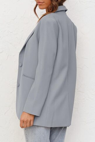 Womens Casual Blazers Long Sleeve Oversized Open Front Business Lapel Button Work Office Jackets Grey in Kuwait