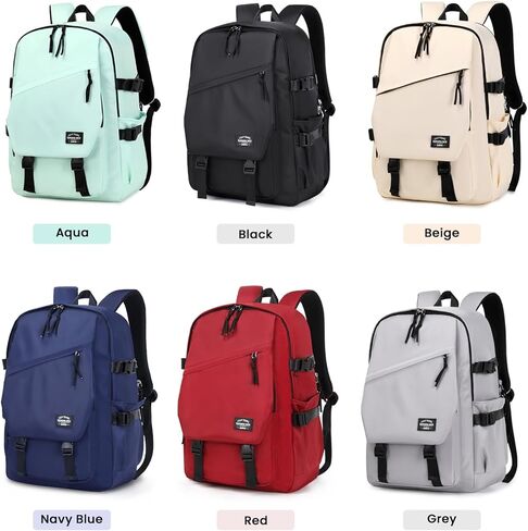 حقيبة ظهر MOONBABY للرجال والنساء مقاومة للماء للسفر وحقيبة نهارية كاجوال مع جيوب متعددة باللون الأسود in Kuwait