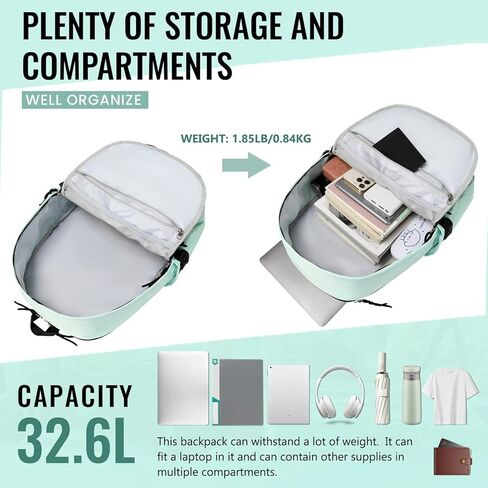 حقيبة ظهر MOONBABY للرجال والنساء مقاومة للماء للسفر وحقيبة نهارية كاجوال مع جيوب متعددة باللون الأسود in Kuwait