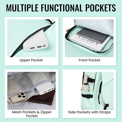 حقيبة ظهر MOONBABY للرجال والنساء مقاومة للماء للسفر وحقيبة نهارية كاجوال مع جيوب متعددة باللون الأسود in Kuwait