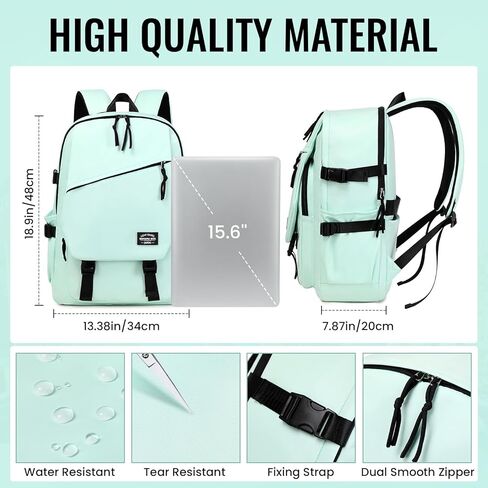 حقيبة ظهر MOONBABY للرجال والنساء مقاومة للماء للسفر وحقيبة نهارية كاجوال مع جيوب متعددة باللون الأسود in Kuwait