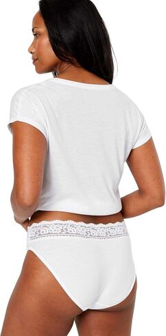 Marks & Spencer womens Cotton Lycra Lace Waist High Leg Panty (5 Pack) Underwear in Saudi Arabia
