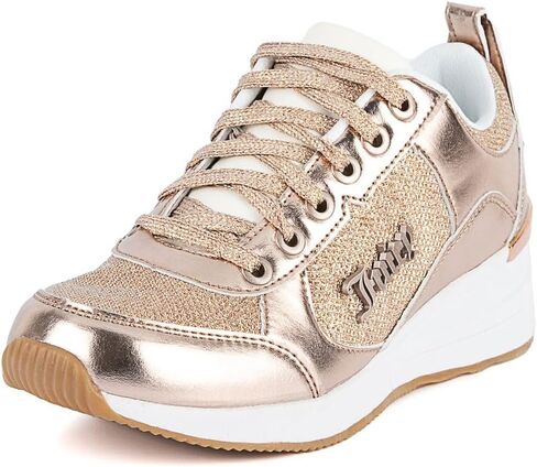 Juicy Couture Women Lace Up Fashion Sneaker Casual Shoes Enchanter Rose Gold Glitter 8.5 in Saudi Arabia