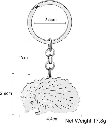 Stainless Steel Cute Hedgehog Keychain Funny Design Car Key Purse Keyring Animals Gifts for Women Girls Novelty Charms in Saudi Arabia