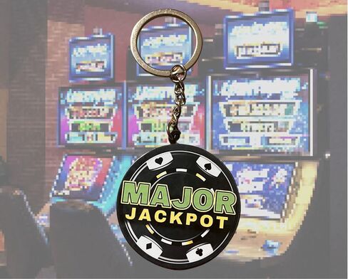 Lucky Slot Machine Major Jackpot Keychain Key Ring Poker Chip Charm Casino Gambling Jackpotsonline in Saudi Arabia
