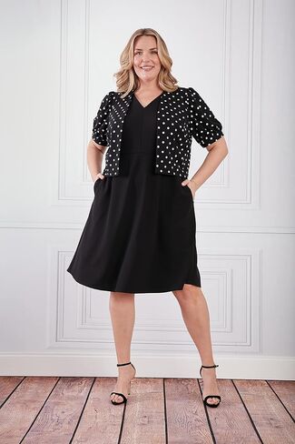London Times Women's Polished Fit and Flare with Puff Sleeve Jacket Office Career Guest of Mother of The Bride in Saudi Arabia