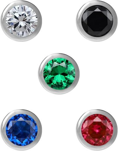 Silvershake 3 مللي متر اضافية صغيرتي جوهرة الأحجار الكريمة 925 فضة ثقب صغير وأقراط مجوهرات للنساء للجنسين in Saudi Arabia