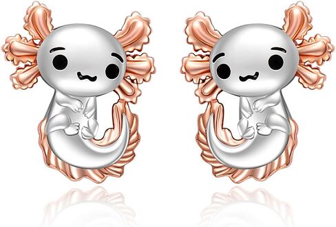 Axolotl Earrings for Women Mexican Rose Gold Axolotl Stud Earrings Sterling Silver Cute Animal Jewelry Charm Valentine Christmas Birthday Gifts, Metal, Cubic Zirconia in Kuwait