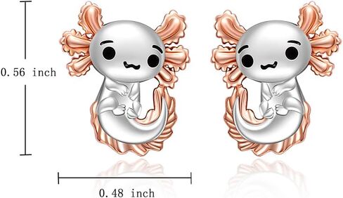 Axolotl Earrings for Women Mexican Rose Gold Axolotl Stud Earrings Sterling Silver Cute Animal Jewelry Charm Valentine Christmas Birthday Gifts, Metal, Cubic Zirconia in Kuwait