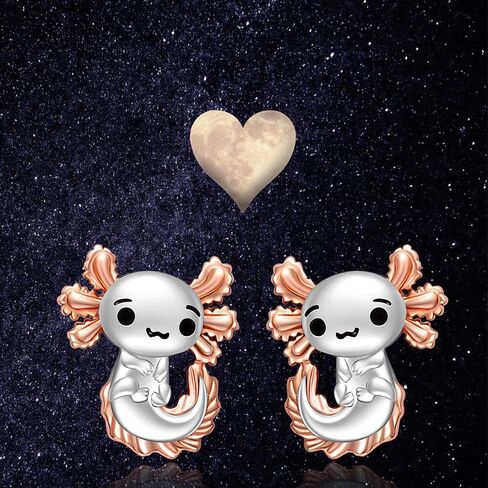 Axolotl Earrings for Women Mexican Rose Gold Axolotl Stud Earrings Sterling Silver Cute Animal Jewelry Charm Valentine Christmas Birthday Gifts, Metal, Cubic Zirconia in Kuwait