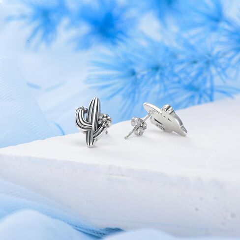 NIFUNAO Cactus Stud Earrings for Women Sterling Silver Plants Cactus Stud Earrings Natural Desert Jewelry Gifts for Women Girls, Sterling Silver, No Gemstone in Kuwait