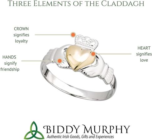 925 Sterling Silver Claddagh Stud Earrings, Traditional Style, Women's Celtic Jewelry, Imported from Ireland in Saudi Arabia