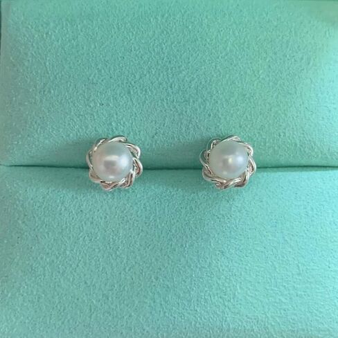 Silver Smile Sterling Silver 5 mm Pearl Stud Earrings with Twisted Rope Detail for Women in Saudi Arabia
