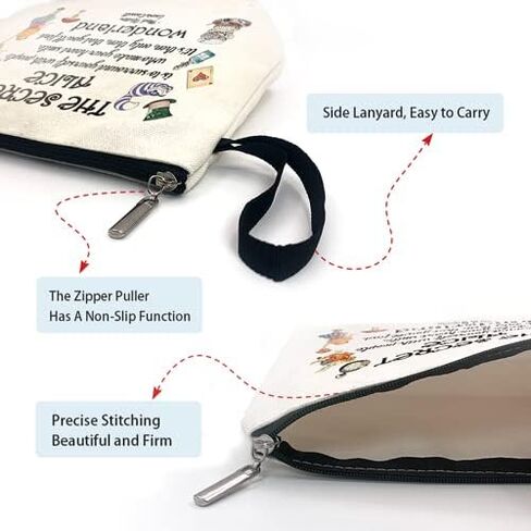 Wonderland Themed Zipper Cosmetic bag keychain pendant, The Best Friendship Gift for Friends, Wonderland Theme Cosmetic Travel Bag，Motivational Quote，Gifts for Women Sister Friend in Saudi Arabia