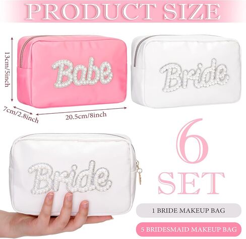 Pinkunn 6 Pcs Bridesmaids Cosmetic Bag Rhinestone Chenille Letter Rose Gold Bride Makeup Bag Proposal Gift Wedding Bridal Shower for Bridesmaid Proposal Box Bachelorette Party Favor(Chenille Letter) in Saudi Arabia