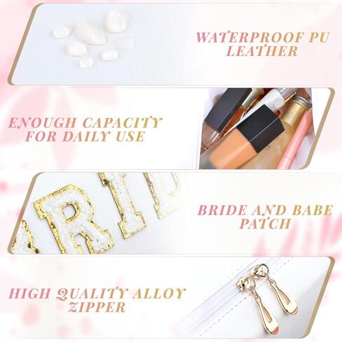 Pinkunn 6 Pcs Bridesmaids Cosmetic Bag Rhinestone Chenille Letter Rose Gold Bride Makeup Bag Proposal Gift Wedding Bridal Shower for Bridesmaid Proposal Box Bachelorette Party Favor(Chenille Letter) in Saudi Arabia