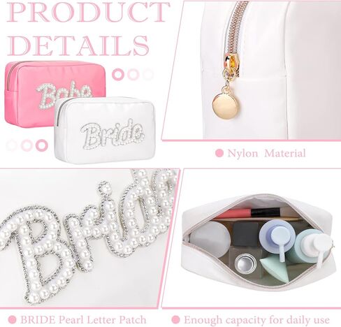 Pinkunn 6 Pcs Bridesmaids Cosmetic Bag Rhinestone Chenille Letter Rose Gold Bride Makeup Bag Proposal Gift Wedding Bridal Shower for Bridesmaid Proposal Box Bachelorette Party Favor(Chenille Letter) in Saudi Arabia
