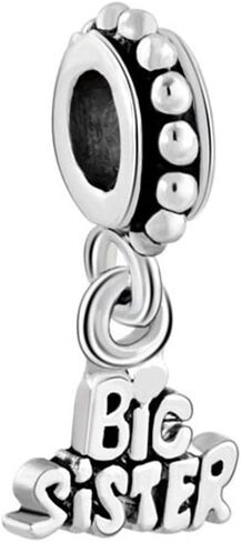 LovelyJewelry Sister Charm Vintage Flower Heart Butterfly Dangle Bead For Bracelet (Big Sister) in Kuwait
