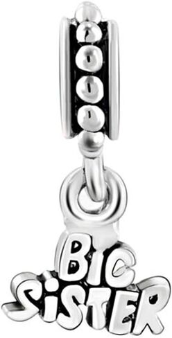 LovelyJewelry Sister Charm Vintage Flower Heart Butterfly Dangle Bead For Bracelet (Big Sister) in Kuwait