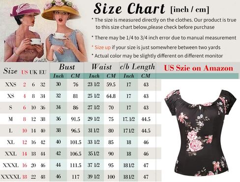 YARN & INK Women's Pinup Shirt 1950s Vintage Rockabilly Puff Sleeve BowBlouse Off Shoulder Tops in Kuwait