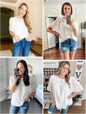 بلوزات Infashule للنساء 3/4 كم جرس، قمصان بيبي دول، قمصان نسائية كاجوال، ملابس كاجوال ربيع 2023، أخضر فاتح، مقاس XX-Large in Kuwait