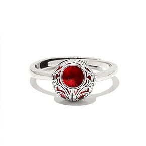 Recycled Vintage 1940s Red Beer Bottle and Sterling Silver Vintage Lace Adjustable Ring